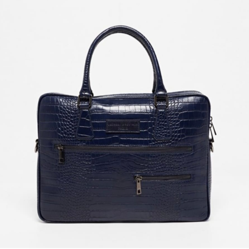 Porte document en cuir Gabi bleu