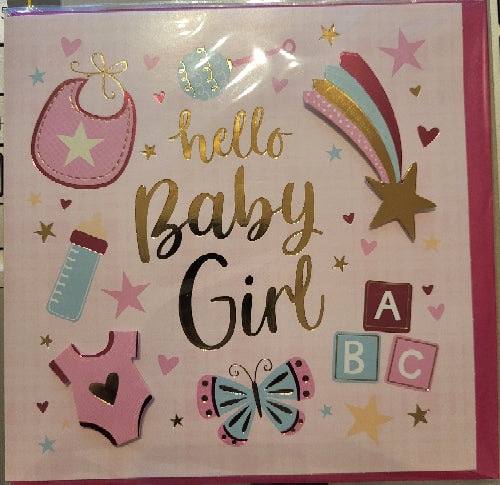Carte de vœux hello baby girl ABC