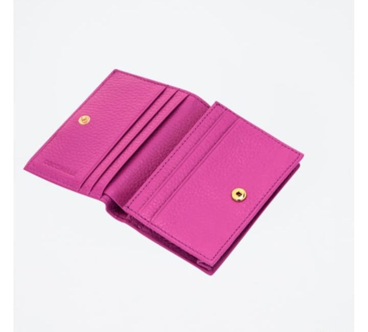Porte-cartes en cuir Fuschia