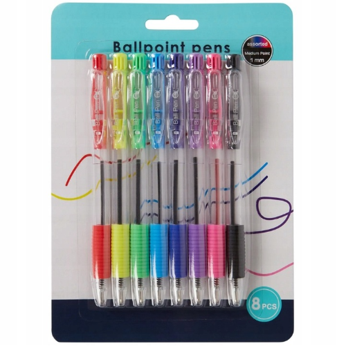 Stylo à billes 8pcs ( 8 divers couleurs)