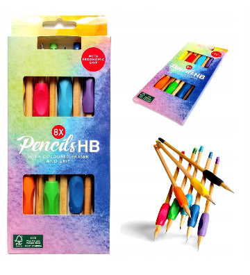 Crayons coloré avec gomme et poignée