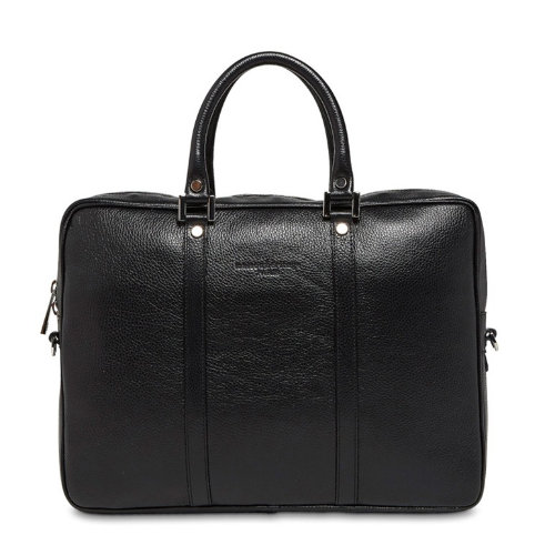 Porte document en cuir Leo noir