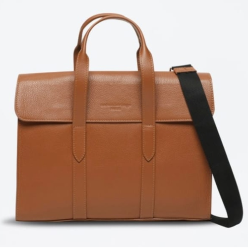 Porte document en cuir Emilie camel