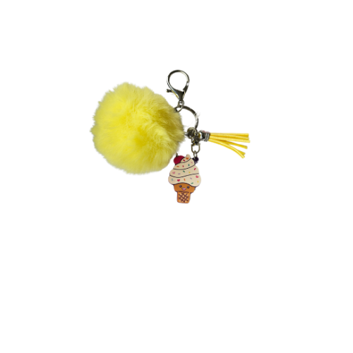 Porte-clés avec pompon jaune