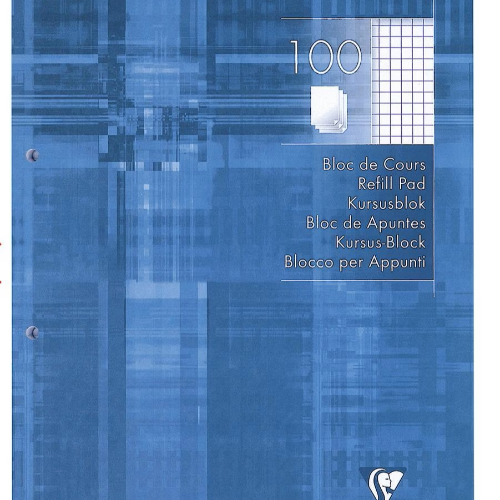 Bloc de cours cahier à spirale A4 carreaux 100 feuilles