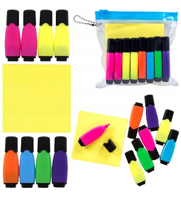 Mini surligneurs avec notes autocollantes