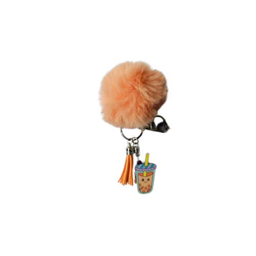 Porte-clés avec pompon orange