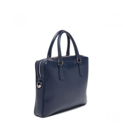 Porte document en cuir Hugo bleu