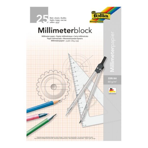 Papier millimétré A4 25 feuilles