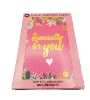 Carte de voeux de luxe avc enveloppe 8 pièces rose