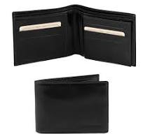 Portefeuille en cuir Noir PACO